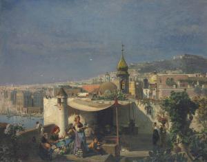 de BRINANT Jules Ruinart 1838-1898,Family on a Terrace, Naples,Christie's GB 2017-10-31