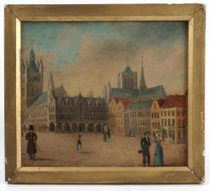 De Bruck A,town scene with figures and buildings,1824,Serrell Philip GB 2018-07-05
