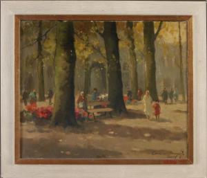 DE BRUIJN Chris 1901-1974,Park view with figures,Twents Veilinghuis NL 2021-04-08