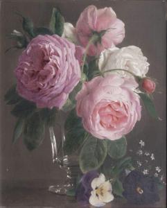de BRUYCKER Frans Ant., François 1816-1882,Roses in a Glass,Stahl DE 2021-02-26