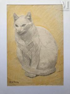 DE BUNCEY PHILIPPE ALBIN 1905-1978,Etude de chat assis,Millon & Associés FR 2023-10-10