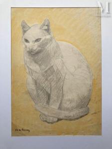 DE BUNCEY PHILIPPE ALBIN 1905-1978,Etude de chat assis,Millon & Associés FR 2022-10-18