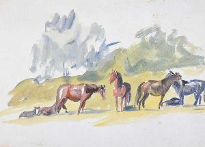 de Burgh Kinahan Coralie,HORSES GRAZING,Ross's Auctioneers and values IE 2019-01-16