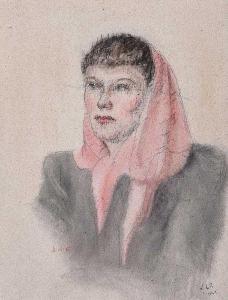 de Burgh Lydia 1923-2007,GIRL IN THE RED SCARF,Ross's Auctioneers and values IE 2019-05-16