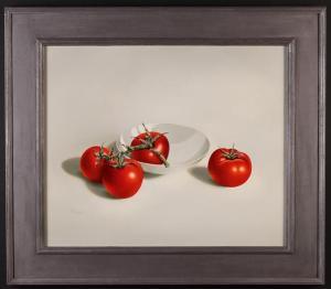 DE BUSSCHEERE Lin,Still life of tomatoes in a white bowl,Wilkinson's Auctioneers GB 2015-09-27