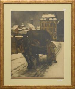 de BUSSCHERE Constant 1876-1951,Attelage dans la neige,Rops BE 2019-12-15