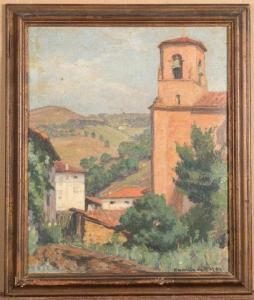 DE BUZON Camille 1855-1964,Paysage, église d Echalar, Navarre,Geoffroy-Bequet FR 2017-05-13