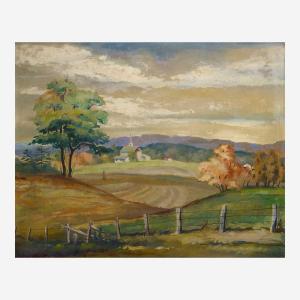 de BYE Ranulph Bayeux 1916-2003,Landscape with Steeple,1941,Freeman US 2023-06-06