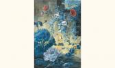 de CARLE Anne 1700,cascade de fleurs tombant le long d'un muret avec ,De Maigret FR 2006-03-24