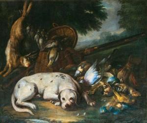 de CARO Baldassarre 1689-1750,Hunting Still Life with Dog,Stahl DE 2017-09-30