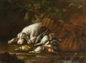 de CARO Baldassarre 1689-1750,Natura morta con selvaggina, fucile e cane da cacc,Finarte 2005-02-27