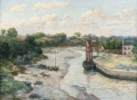 de CHAMAILLARD Ernest Ponthier,Bateaux dans le chenal de Pont Aven,1908,Millon & Associés 2021-09-16