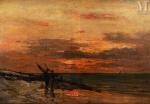 De Champeaux De La Boulaye Octave 1827-1903,Pêcheurs sur la plage au soleil ,1884,Millon & Associés 2023-04-21