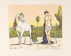 DE CHIRICO Giorgio 1888-1978,Castore ed il suo cavallo,1970,Palais Dorotheum AT 2015-05-21