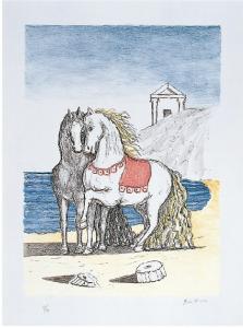 DE CHIRICO Giorgio,Cavalli con gualdrappa rossa (Cavalli in riva all',1976,Farsetti 2007-11-30
