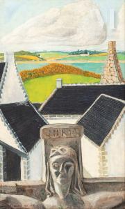 DE CHIROKOW Michel,Paysage breton au Calvaire en pierre sculptée,1921,Millon & Associés 2022-02-15