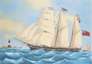 DE CLERK A 1870-1910,The barquentine Gladstone off a lighthouse with th,Christie's GB 2003-05-21