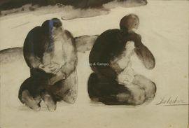 de COCKER Henri 1908-1978,Deux personnages,Campo & Campo BE 2021-01-30