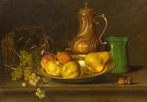 de COCQUEREL Jules J. Olivier 1838-1903,Fruit still life on a platter,Galerie Koller CH 2015-09-16