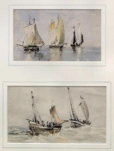 de COLLINGRIDGE George A. Tourcey 1847-1931,Fishing Boats off Boulogne,Canterbury Auction 2017-10-03