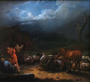 DE COLONIA Adam 1634-1685,Notturno con pastori e armenti,Cambi IT 2023-11-09