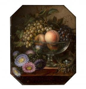 de COMOLERA Mélanie 1800-1860,Still life - a table ledge with footed glass bowl ,Mallams 2020-06-25