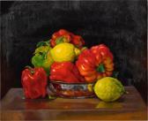 DE CONCILIIS ETTORE 1941,Red Peppers, Still Life with Lemons,1987,Sotheby's GB 2017-08-17