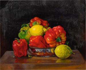DE CONCILIIS ETTORE 1941,Red Peppers, Still Life with Lemons,1987,Sotheby's GB 2017-08-17