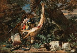 de CONINCK David Romelaer 1636-1687,A hare and game birds with two spaniels, with ,Palais Dorotheum 2021-06-08