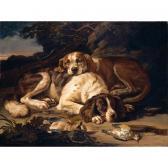de CONINCK David Romelaer,still life with two spaniels, together with nighti,Sotheby's 2004-12-09