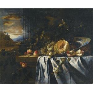 de CONINCK Gregorius,STILL LIFE WITH A MELON IN A PORCELAIN BOWL TOGETH,Sotheby's 2009-12-10