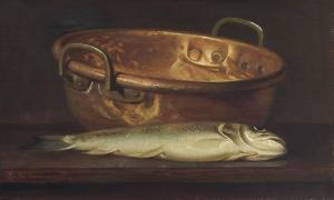 DE CROQUERES O 1800-1800,A trout before a fish kettle,Christie's GB 2014-01-16