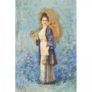 de CUVILLON Louis Robert 1848-1931,woman with parasol,1892,Rago Arts and Auction Center 2015-01-10