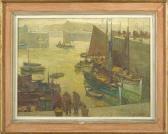 de CUYPER Alfons 1877-1954,Port de pêche animé,VanDerKindere BE 2021-06-15