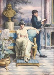 de DOMINICIS Achille 1851-1917,La lecture dans le salon Empire,Neret-Minet FR 2019-06-26