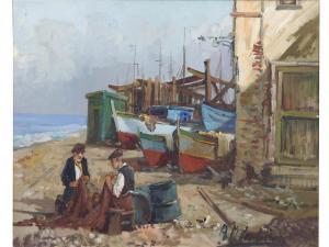 DE DOMINICIS Aldo 1936,Marina con pescatori,Sesart's IT 2014-05-06