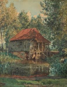 de FAMARS TESTAS Willem 1834-1896,A watermill in the woods of Moergestel,1875,Venduehuis 2020-09-09