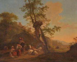 de FASSIN Nicolas Henri J,A drover and figures resting in an Italianate land,Dreweatts 2019-01-23