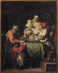 de FAVRAY Antoine 1706-1798,Famille jouant aux cartes dans ,Artcurial | Briest - Poulain - F. Tajan 2015-11-13