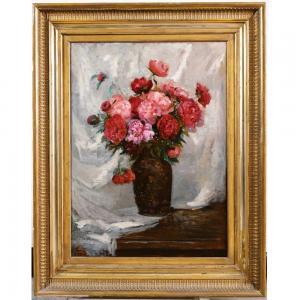 de FRICK Paul 1864-1935,Vase de fleurs sur un entablement,1888,Herbette FR 2023-03-19