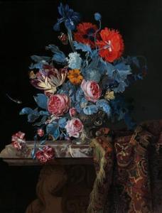 de FROMANTIOU Hendrik,A still life with flowers in a silver vase and a f,Palais Dorotheum 2016-10-18