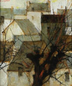 DE GALLARD Michel 1921-2007,Houses and a Tree,Tiroche IL 2023-09-20