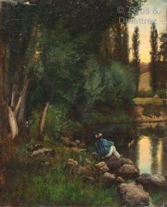 de GASSOWSKI Alexander 1835-1900,Le repos près d'une rivière,Gros-Delettrez FR 2021-01-20