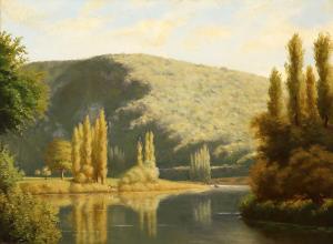 de GASSOWSKI Alexander 1835-1900,Prachtvolle Flusslandschaft an einem Sommertag,Zeller DE 2022-07-13