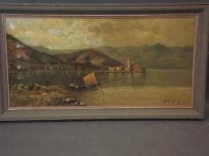 DE GIORGI,lake scene with beached boat,Crow's Auction Gallery GB 2017-03-15