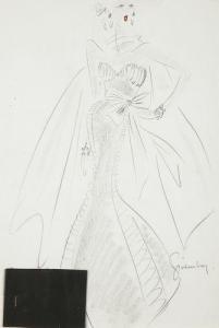 DE GIVENCHY Hubert 1927,Projet pour robe du soir noire,Ader FR 2013-04-23