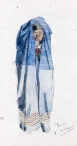 de GONCOURT Jules Alfred Huot 1830-1870,Algérien dans son manteau,1849,Piasa FR 2013-04-12