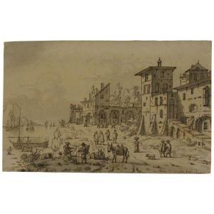 de GRAAF Josua 1640-1712,ITALIANATE BUILDINGS BY A RIVER,Sotheby's GB 2010-07-06