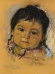 De GRANDMAISON Nicholas 1892-1978,Child with Blue Beads and Purple Scarf,1942,Levis CA 2024-03-09