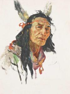 DE GRANDMAISON Oreste Nicholas 1932-1985,Saddleback Cree from Hobbema,1950,Levis CA 2024-04-21